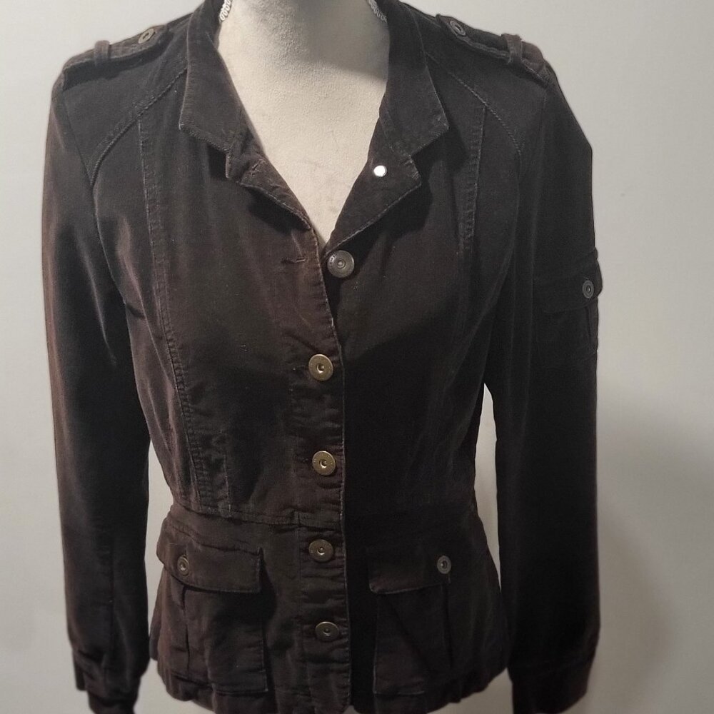 Calvin Klein Jeans Military Jacket, Made in Egypt, Dark Brown (Bark) Size M Vint
